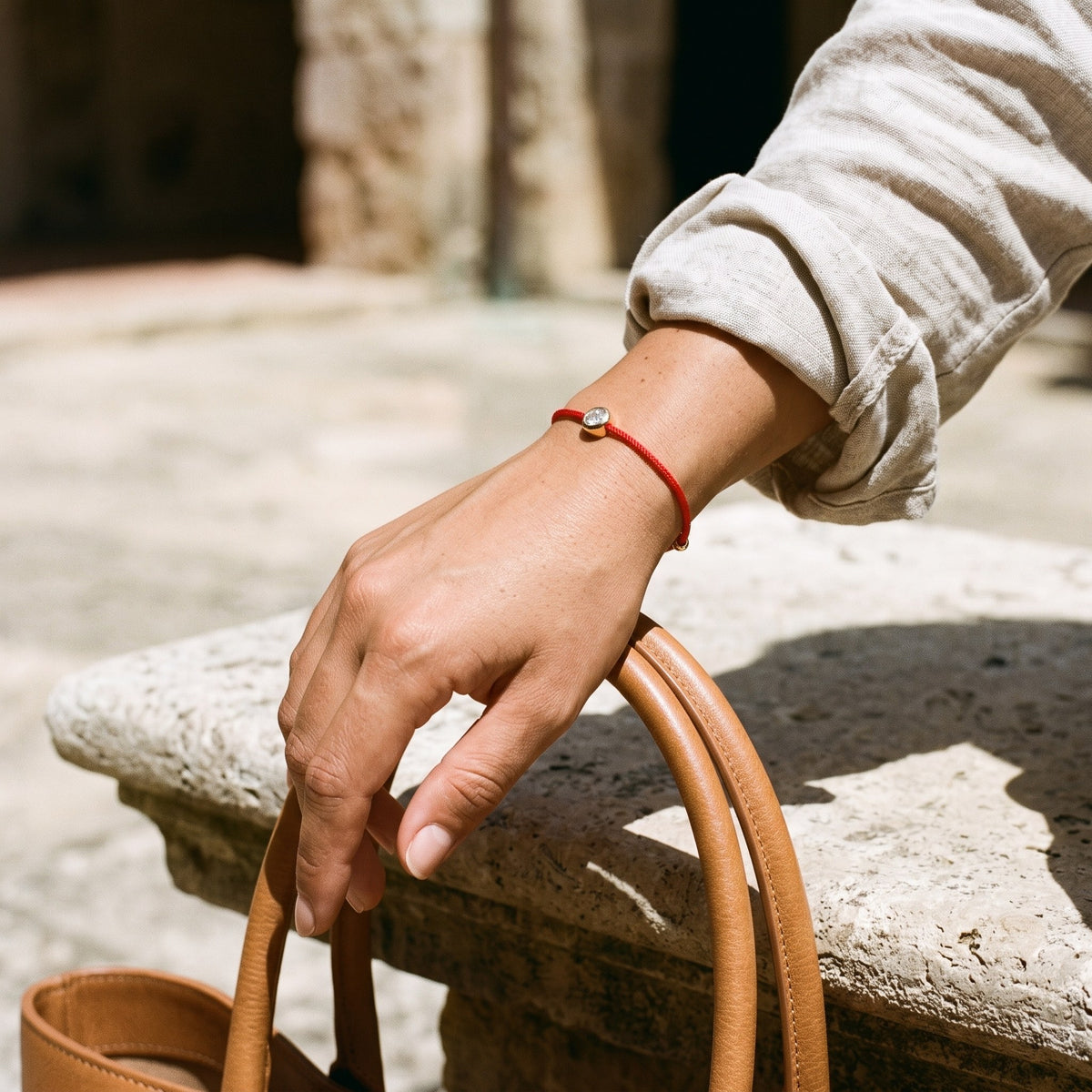red: In the courtyard